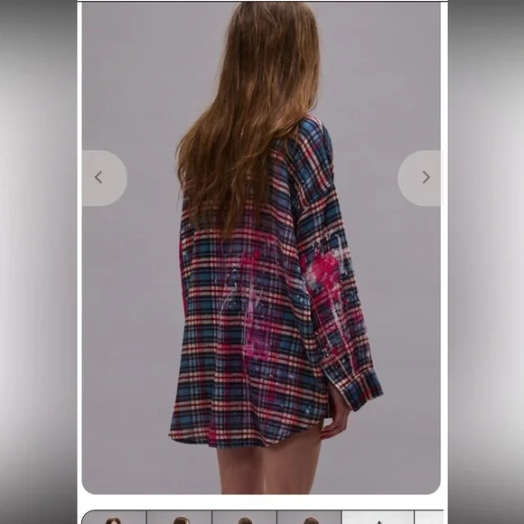 R13 NWOT Drop Neck Workshirt in Blue Plaid - Picture 4 of 11